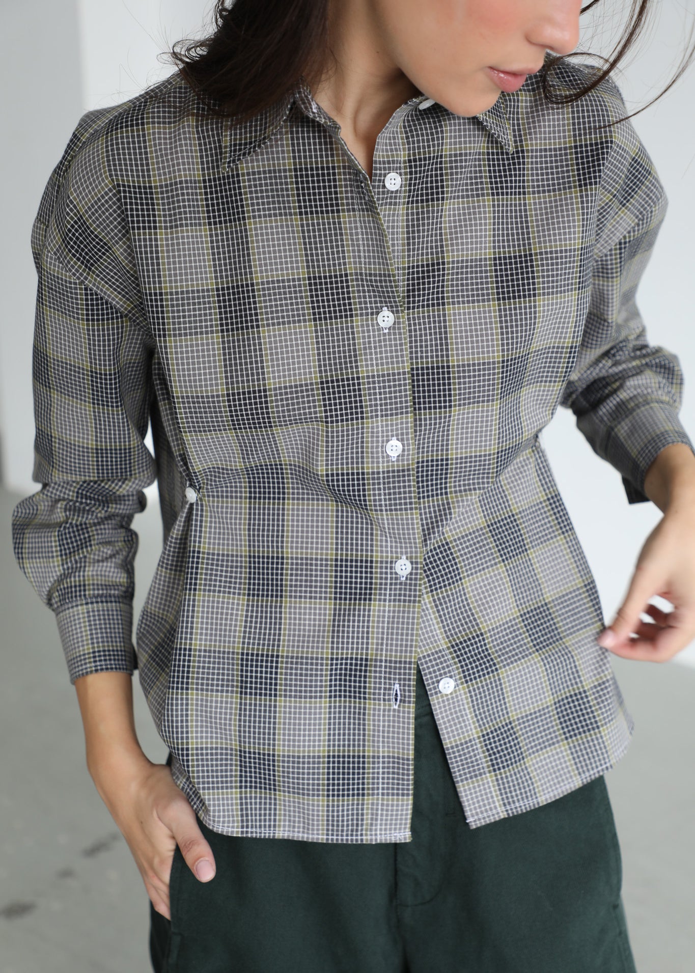 Square Shirt Detail Grey & Yellow