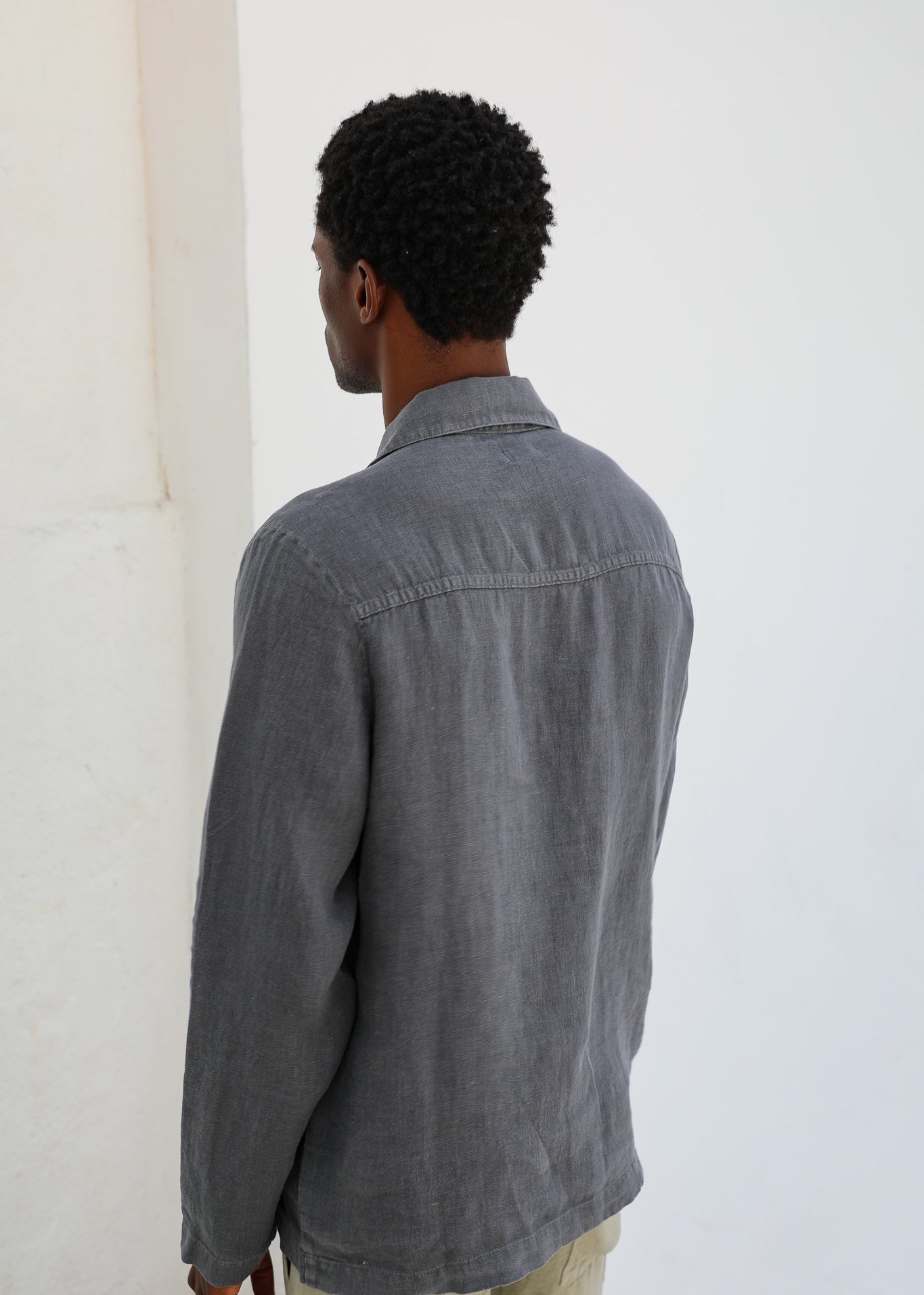 Guayabera Linen Jacket Dark Grey