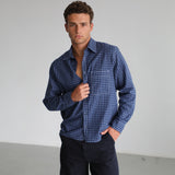 Square Modern Seams Shirt Dark Blue