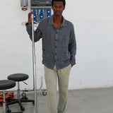 Guayabera Linen Jacket Dark Grey
