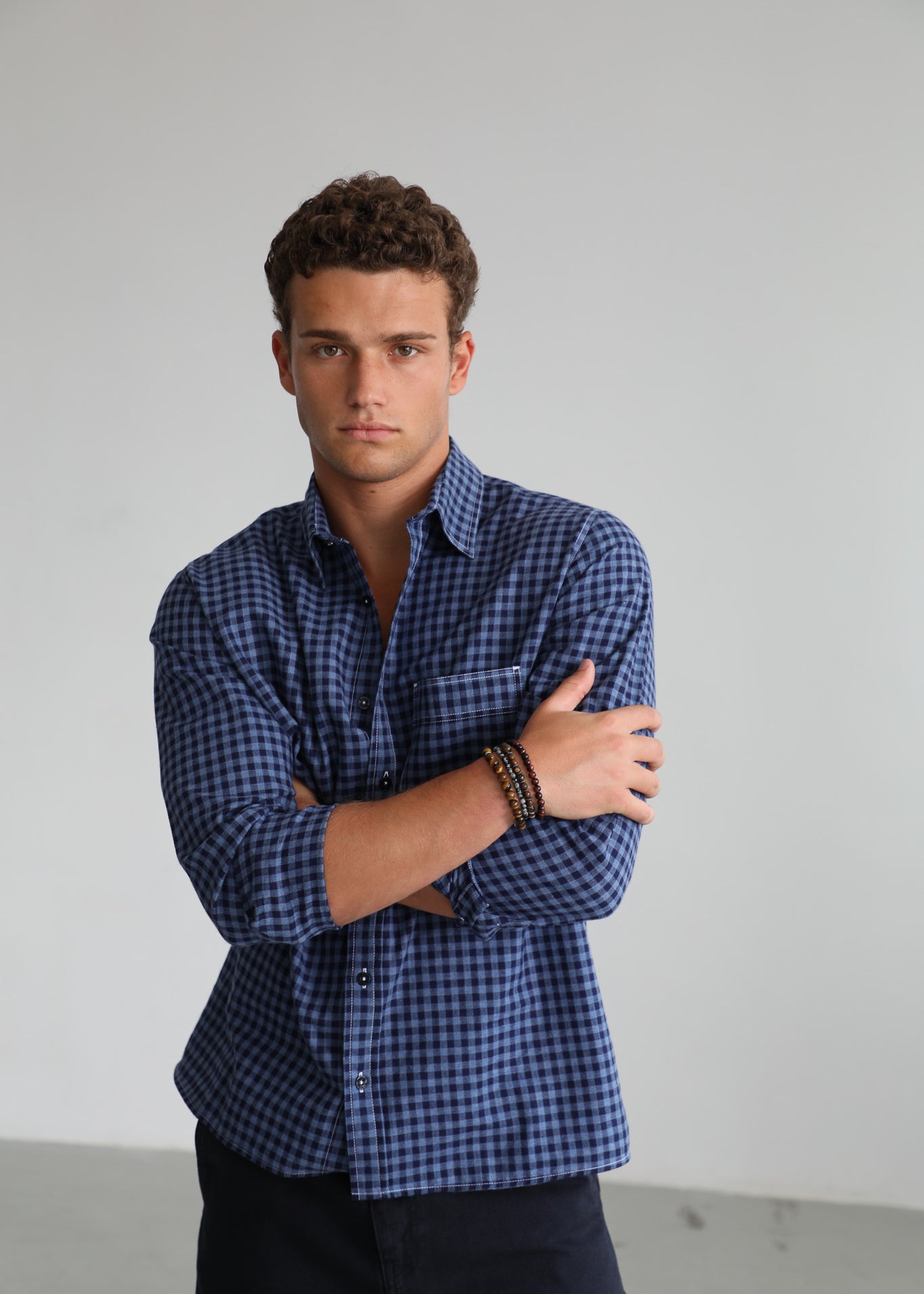 Square Modern Seams Shirt Dark Blue