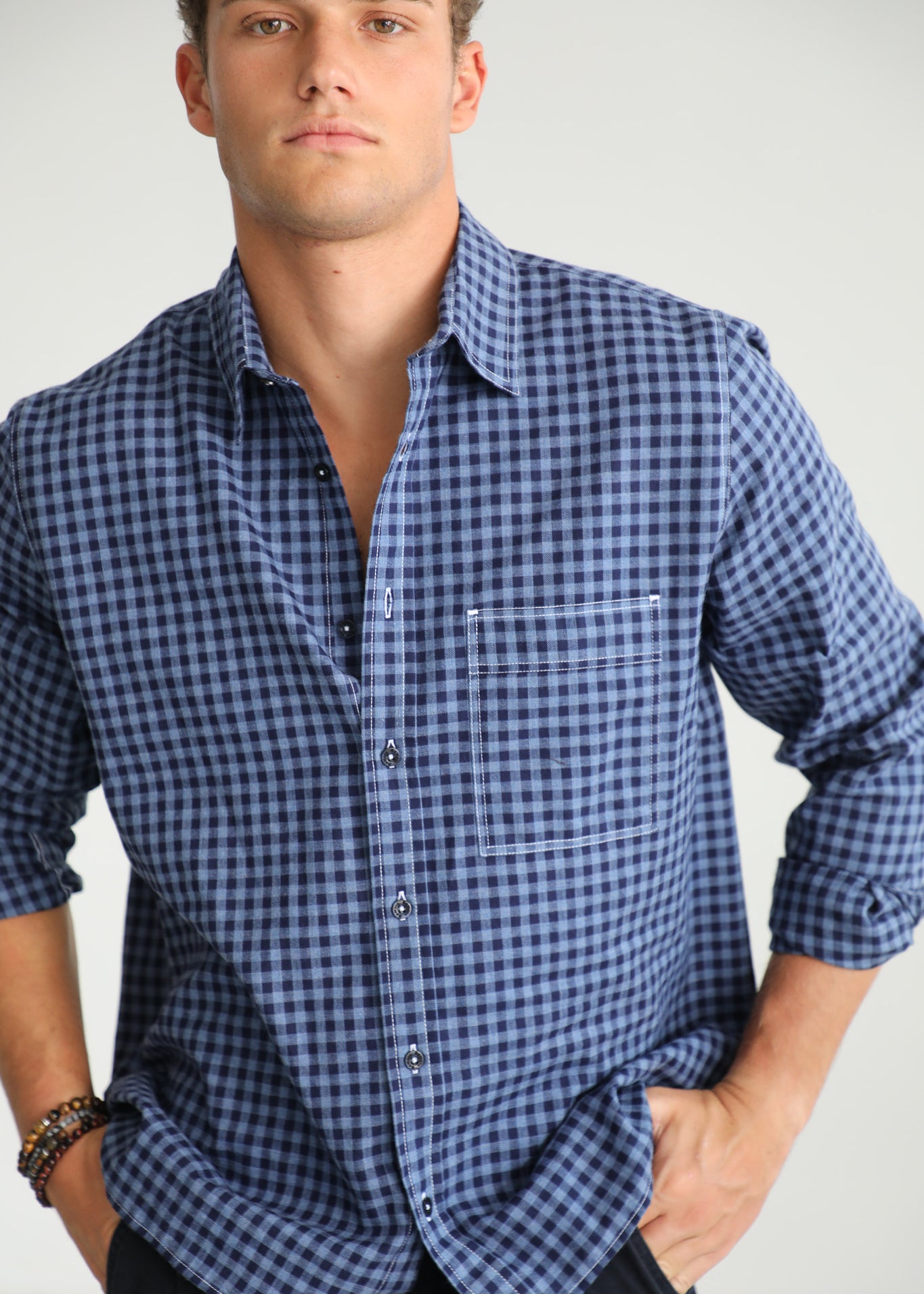 Square Modern Seams Shirt Dark Blue