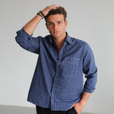 Square Modern Seams Shirt Dark Blue
