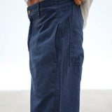 Linen Button Comfy Pants Blue