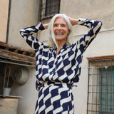 Buttons Blouse Blue & White