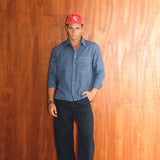 Square Modern Seams Shirt Dark Blue