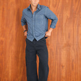 Square Modern Seams Shirt Dark Blue