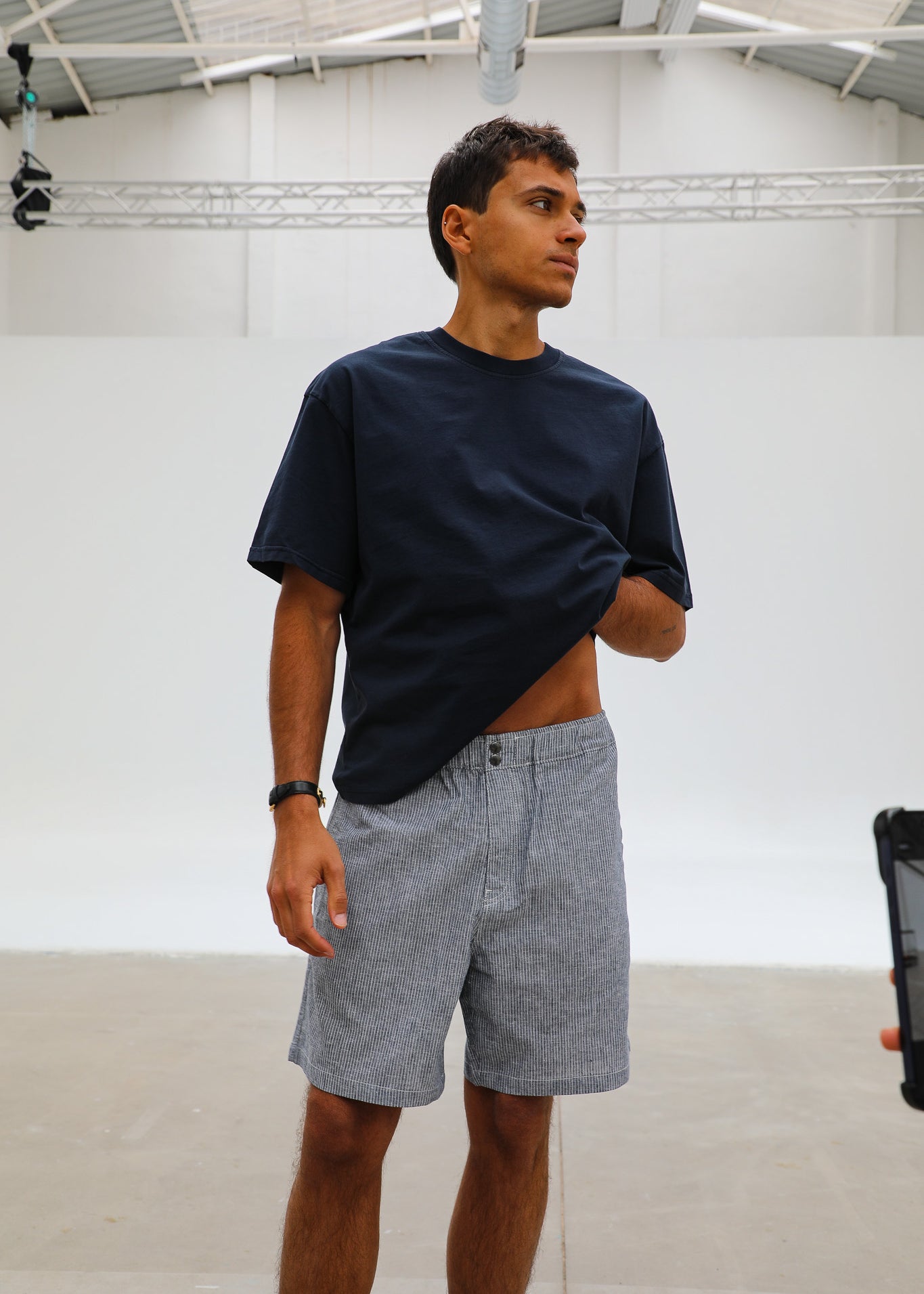 Short Comfy Linen Stripes Blue