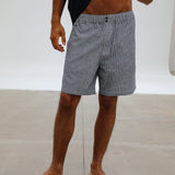 Short Comfy Linen Stripes Blue