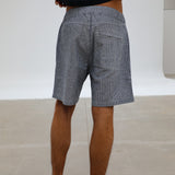 Short Comfy Linen Stripes Blue