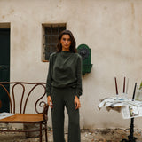 Draped Cupro Blouse Olive Green