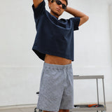 Short Comfy Linen Stripes Blue