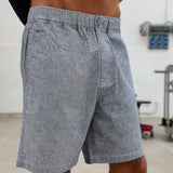 Short Comfy Linen Stripes Blue