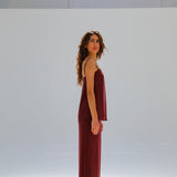 Thin Straps Cupro Silk Top Burgundy