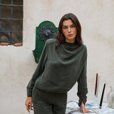 Draped Cupro Blouse Olive Green
