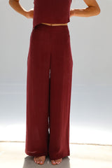 Flow Cupro Silk Pants Burgundy