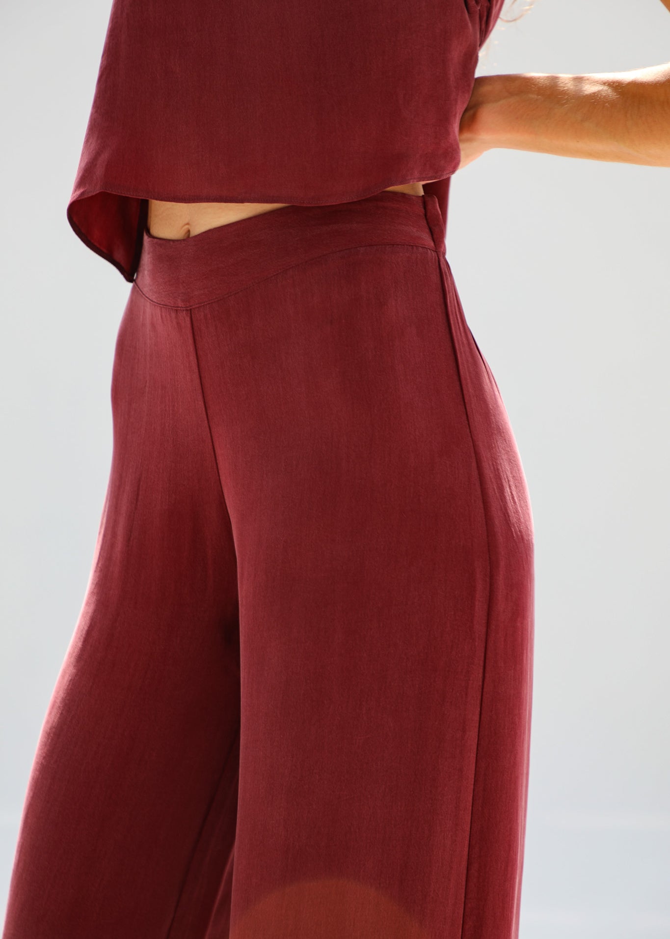 Flow Cupro Silk Pants Burgundy