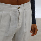 Retro Pleated Pants Natural