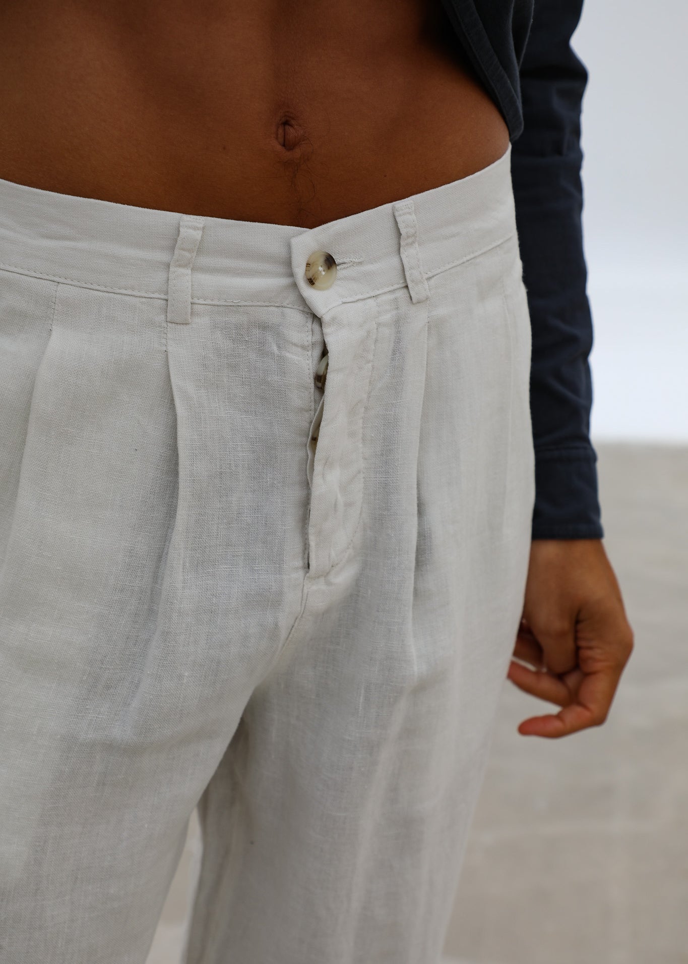 Retro Pleated Pants Natural