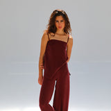 Flow Cupro Silk Pants Burgundy