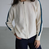 Zip Knit Sweater Lines Natural & Blue