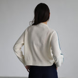 Zip Knit Sweater Lines Natural & Blue