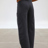 Linen Belt Pleated Pants Grey