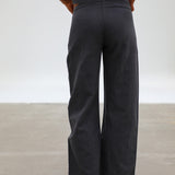 Linen Belt Pleated Pants Grey