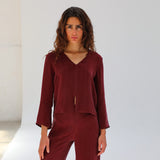 Flow Cupro Silk Top Burgundy