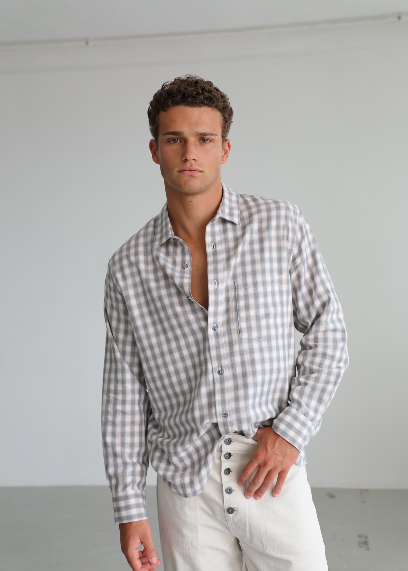 Square Shirt Grey & White