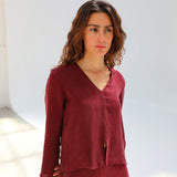 Flow Cupro Silk Top Burgundy