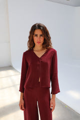 Flow Cupro Silk Top Burgundy