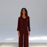 Flow Cupro Silk Pants Burgundy