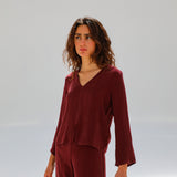 Flow Cupro Silk Top Burgundy