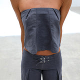 Linen Bandeau Top Grey