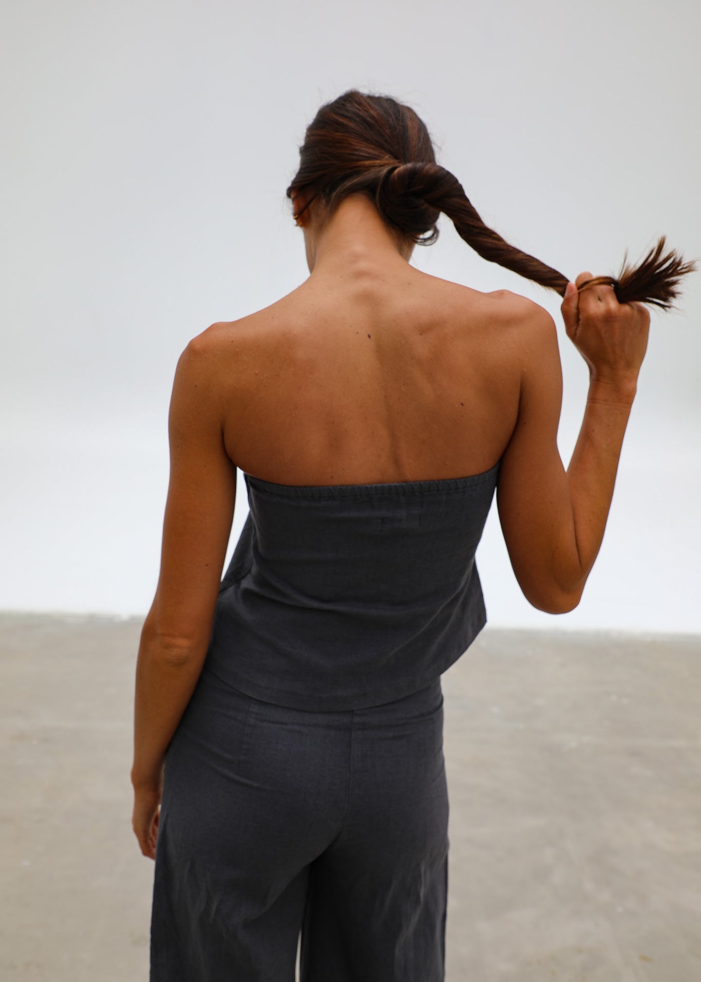 Linen Bandeau Top Grey