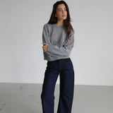 Round Knit Sweater Grey