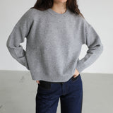 Round Knit Sweater Grey