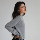 Round Knit Sweater Grey