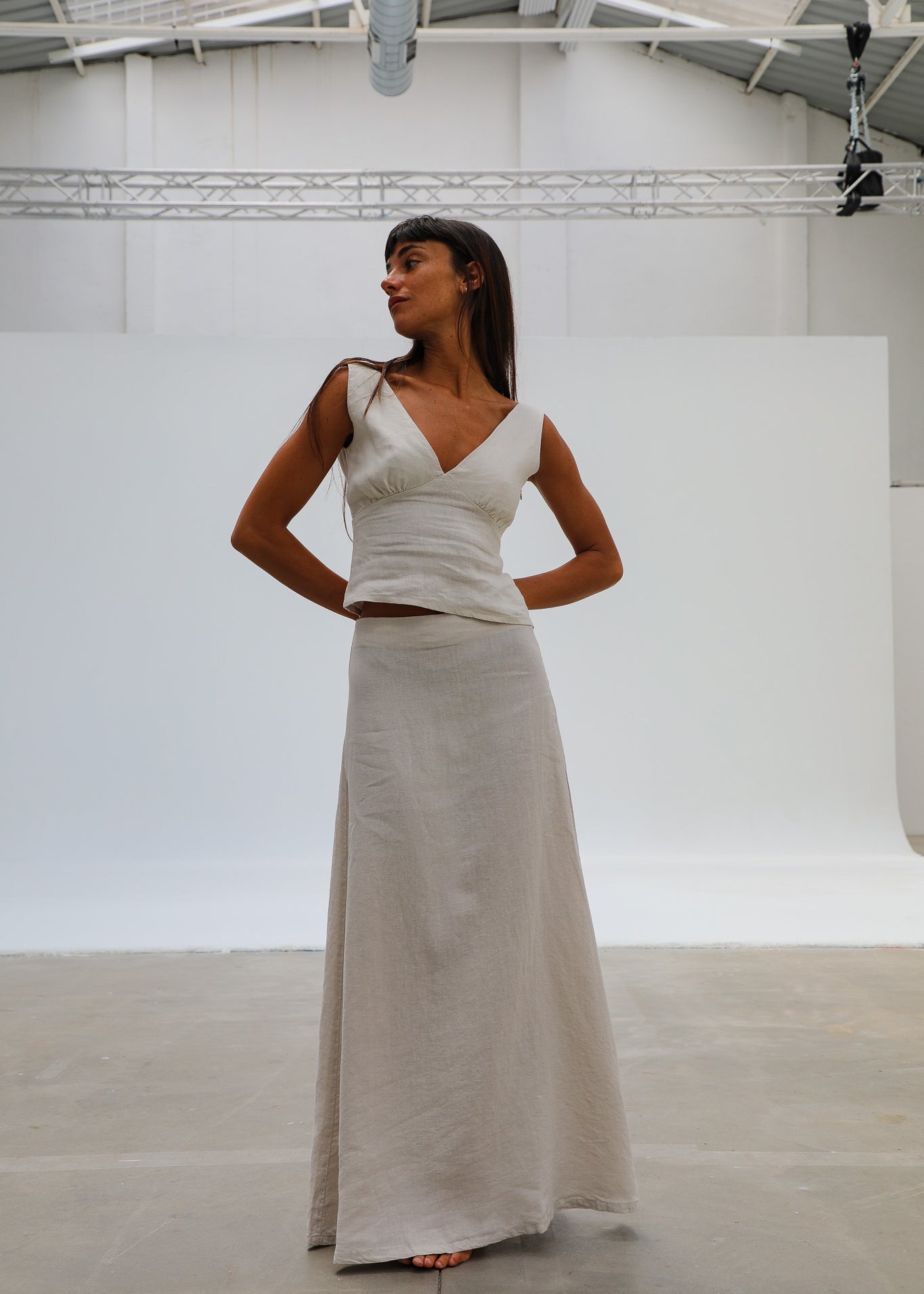 Maxi Linen Skirt Beige
