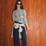 Round Knit Sweater Grey
