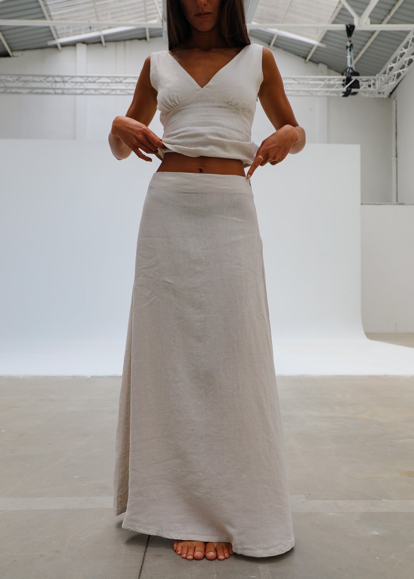 Maxi Linen Skirt Beige