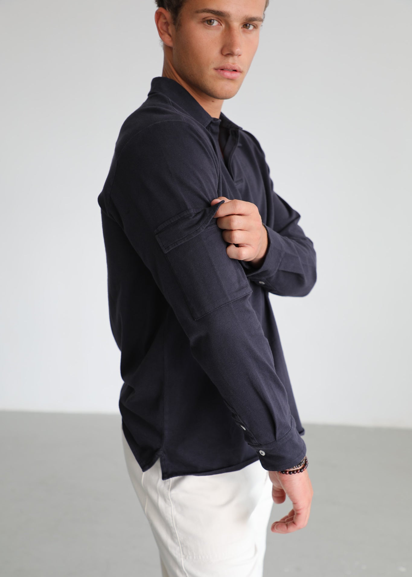 Soft Modern Side Pocket Polo Dark Navy