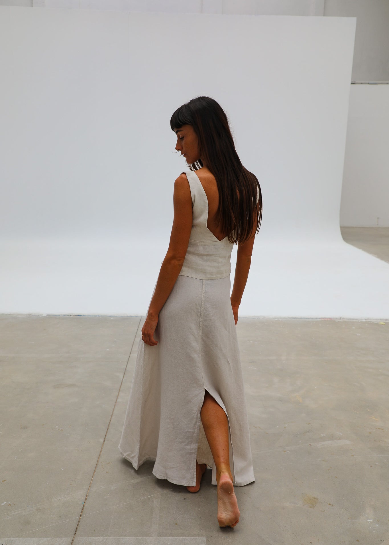 Maxi Linen Skirt Beige