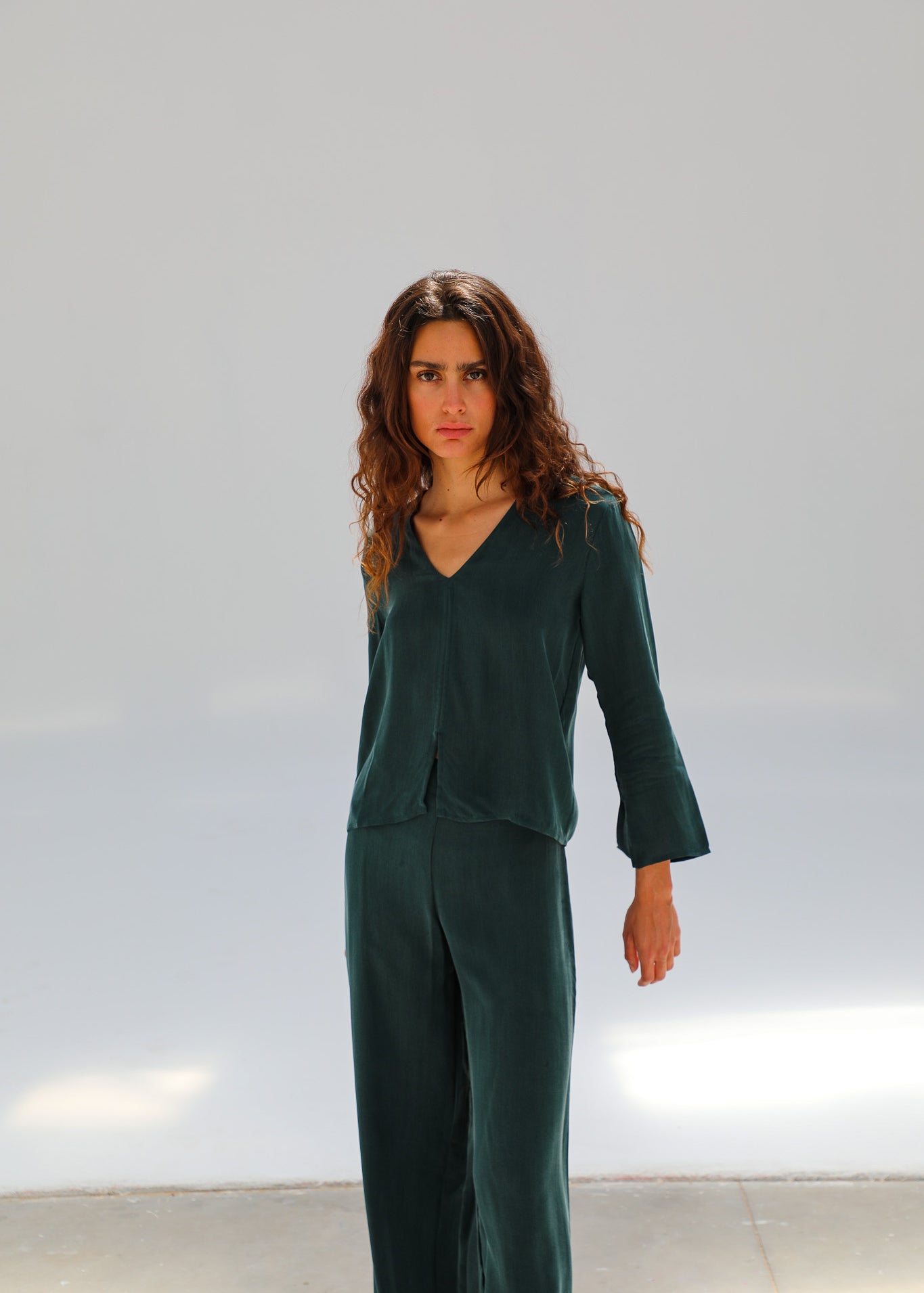 Flow Cupro Silk Top Green
