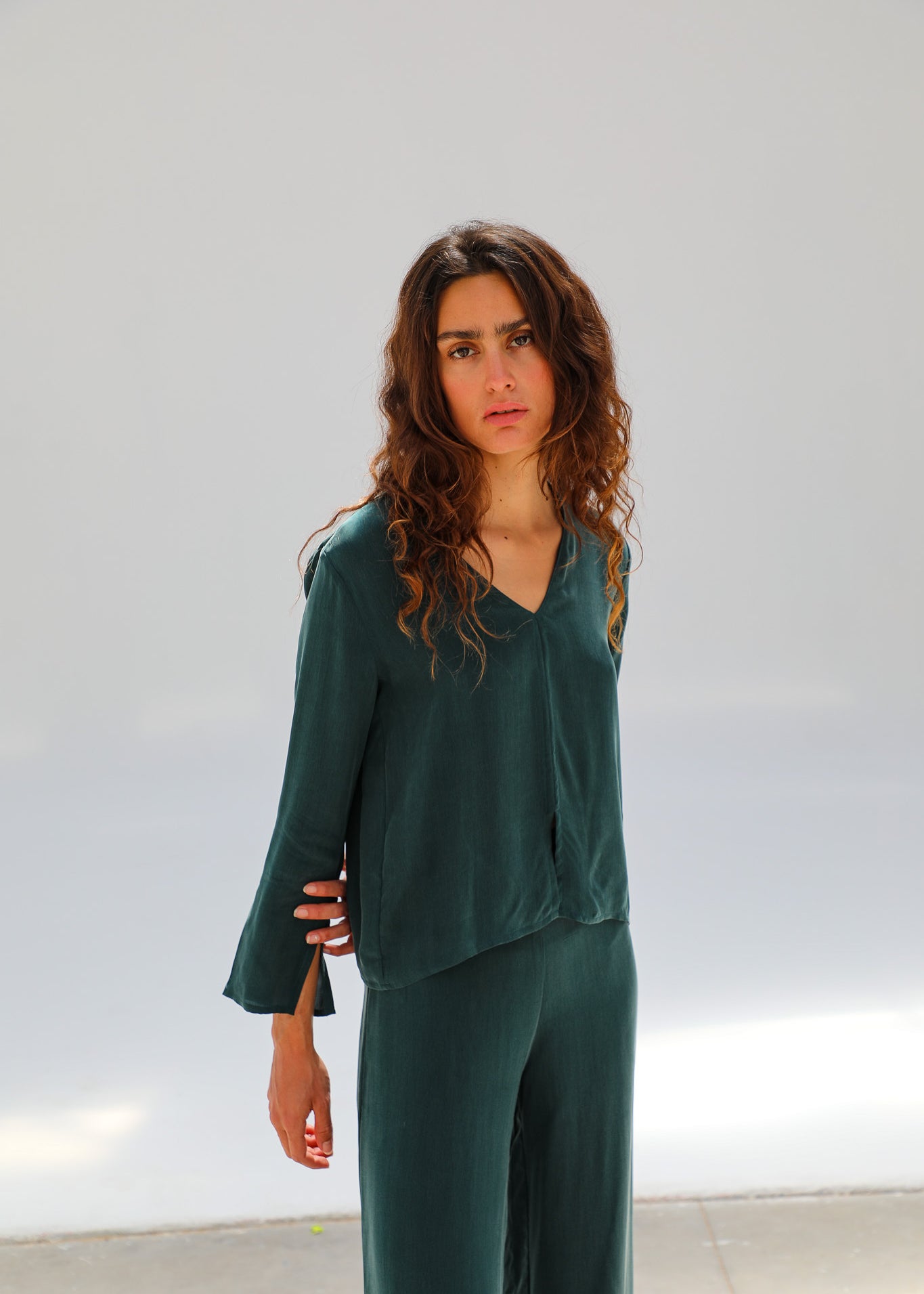 Flow Cupro Silk Top Green