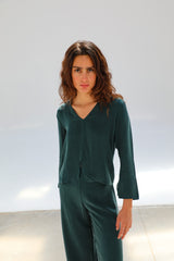 Flow Cupro Silk Top Green