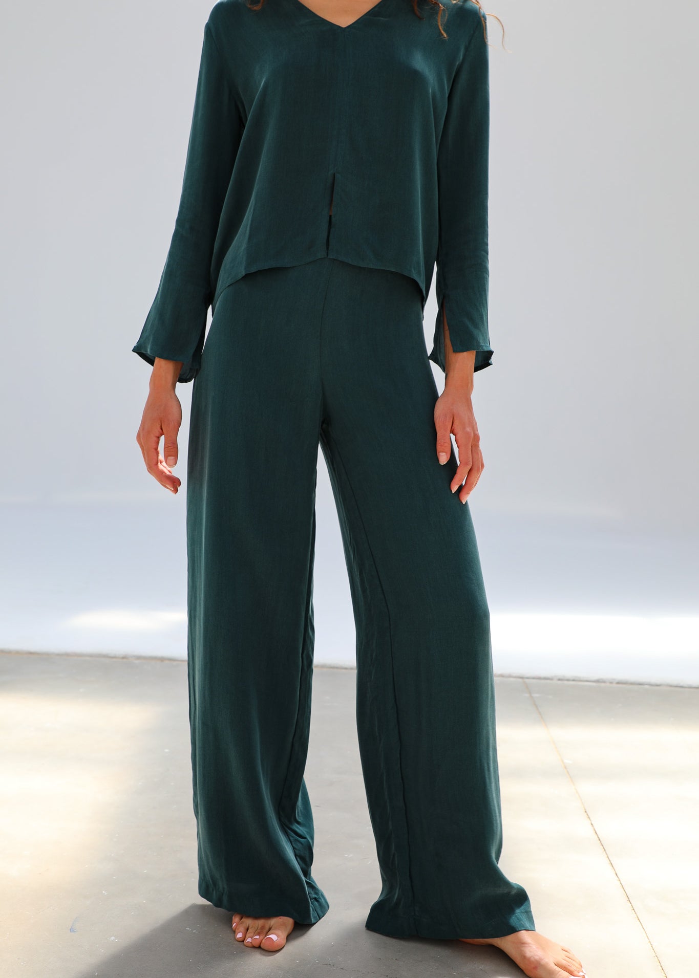 Flow Cupro Silk Top Green