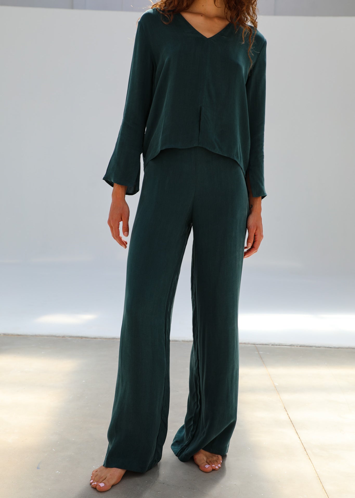Flow Cupro Silk Pants Green