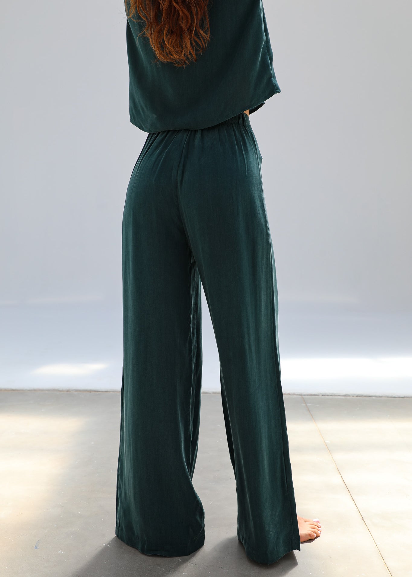 Flow Cupro Silk Pants Green